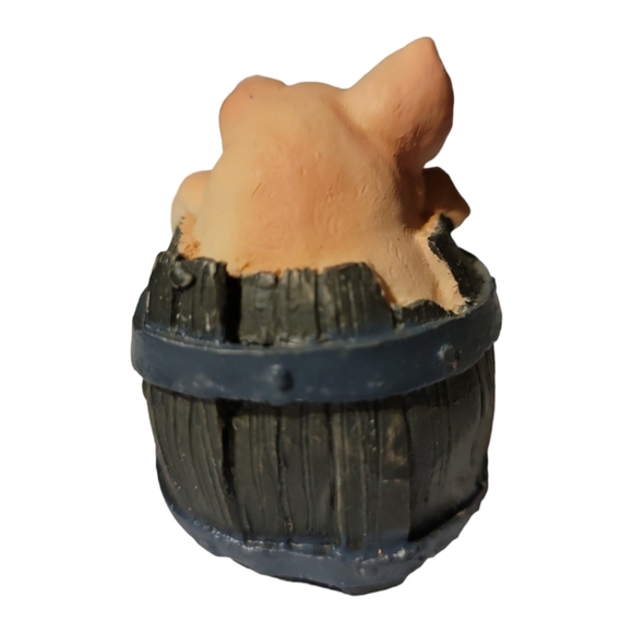 Vtg Pig In A Keg Barrel Resin Pink Piglet - Picture 3 of 6